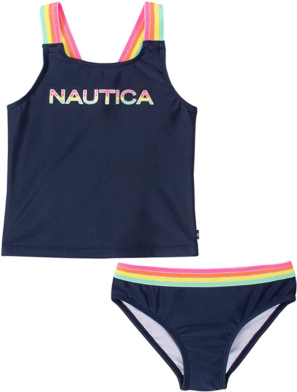 Nautica Boys' Swim Trunk with UPF 50+ Sun Protection, Surf The Web Colorblock, Medium (5)