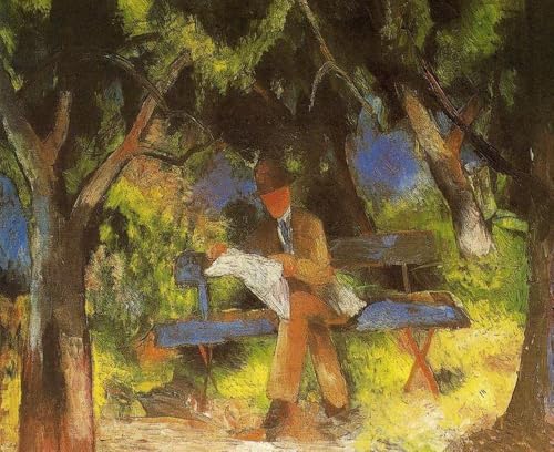Peinture à l'huile Homme lisant dans un parc d'August Macke faite main sur toile pour salon