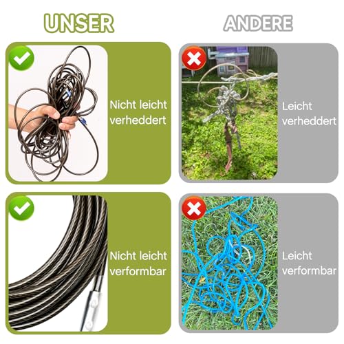 Furggis Tie-Out Leinen für Hunde,6m Lederleine Hund,1000lbs Bruchfestigkeit, 5mm 360°-Drehgelenk-Clips,Hochbelastbar Hofleine für große Hunde, Reflektierend Tie Out Leine für Hundeauslauf