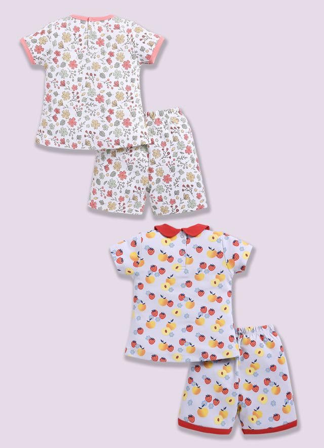 Image of BABY GO Baby Boys & Baby Girls Clothing Set | Summer Co-Ord Set for Baby | Printed 100% Cotton Half Sleeve T-Shirt & Shorts Combo | Soft Cotton Casual Wear Outfit for Infants & Toddlers Pack of 2