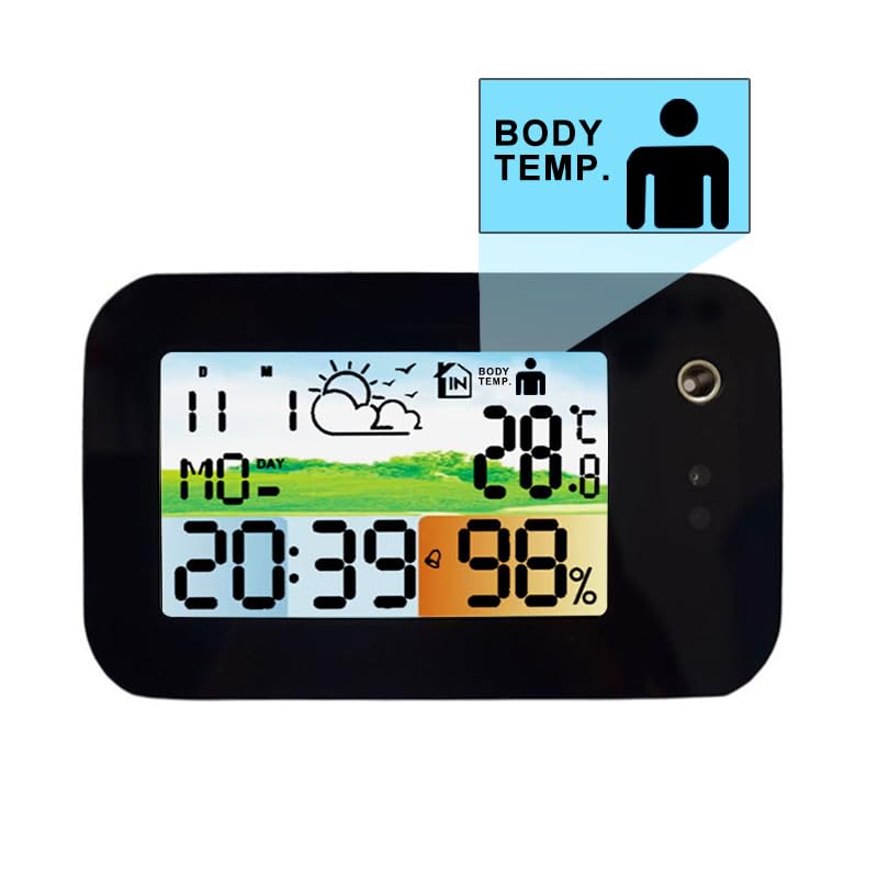 Stacja pogodowa z kolorowym wyświetlaczem LCD, cyfrowy budzik, termometr temperatury, monitor wilgotności, prognoza pogody, do ogrodu domowego, biała