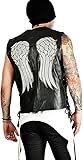Daryl Dixon Angel Wings Vest | Walking Daryl Dixon Angel Wing Faux Leather vest Dead | Governor Daryl Dixon Vest (US, Alpha, 3X-Large, Regular, Regular, BLACK)