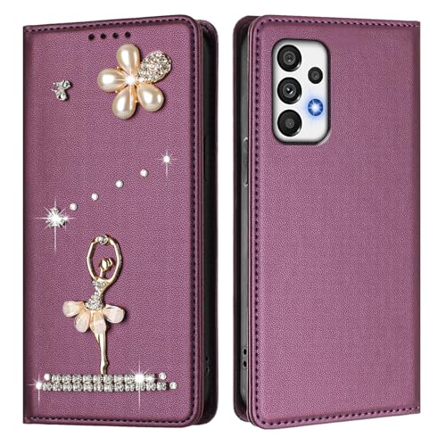 Étui portefeuille Samsung Galaxy A72 antichoc violet fille ballet