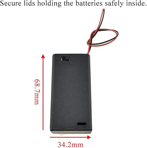 Miniatura 2 de HAHIYO Paquete de soporte de batería AA de 3 V con cubierta resistente de alambre, resortes flexibles, interruptor integrado, baterías, caja negra,