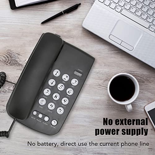 Téléphone fixe de bureau avec identification de l'appelant et rappel automatique - Noir