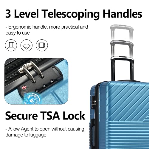 Hardshell Luggage Sets 3 Piece double spinner 8 wheels Suitcase with TSA Lock Lightweight 20''24''28''3