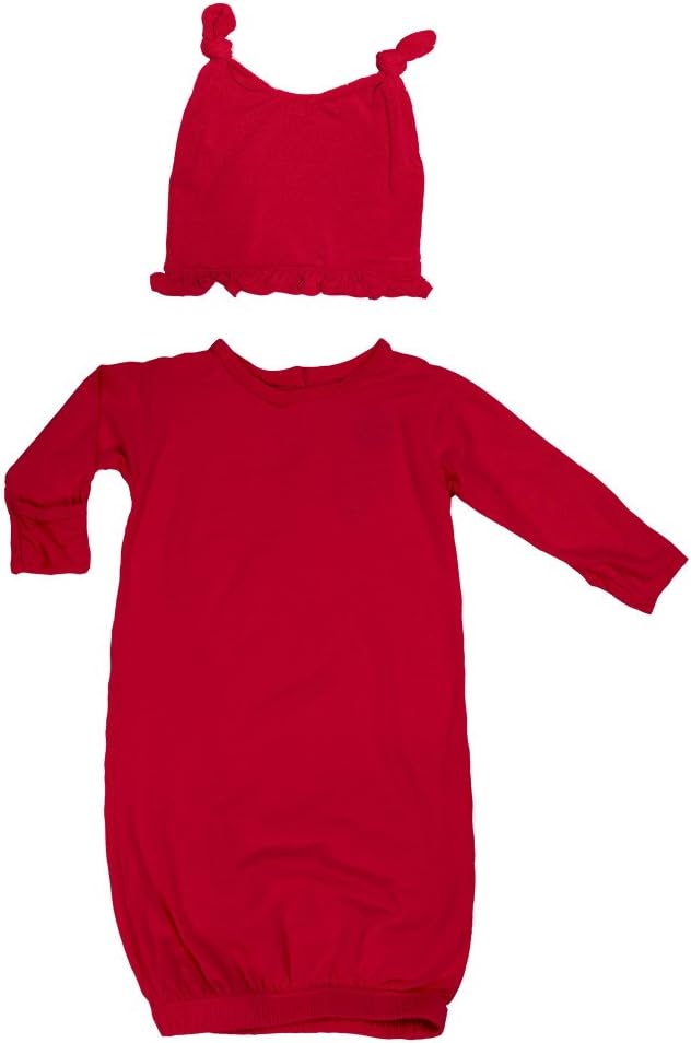 KicKee Pants Baby-Girls Newborn Print Layette Gown And Knot Hat Set