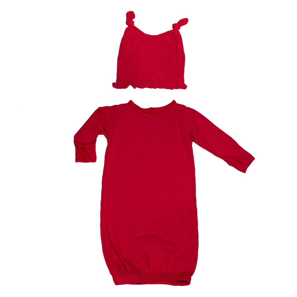 KicKee Pants Baby-girls Newborn Print Gown and Knot Hat Set