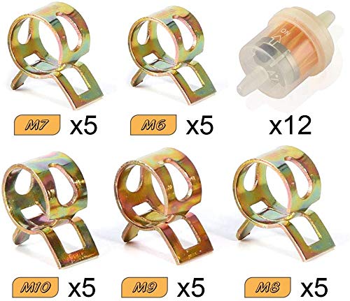 12 Pezzi Filtri Benzina Moto con 25 Pezzi Fermagli...