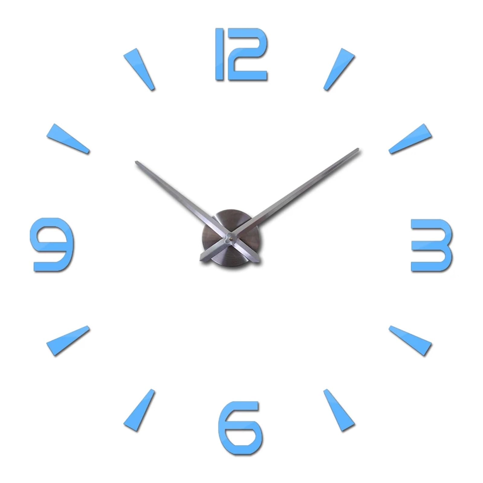 VFDVSWZSA Stylish wall clock, Brief Wall Clock For Living Room Design Mirror Clocks Diy 3d Stickers Large Decorative Quartz Watch(Light Blue,47 inch)