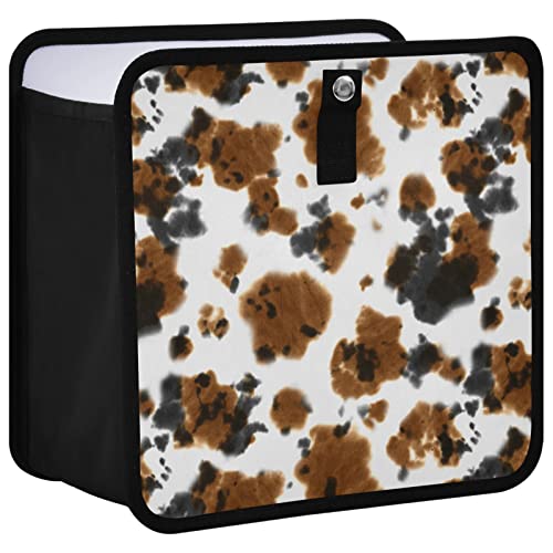 Image of Brown Cow Print Car Trash Can Black White Animal Skin Foldable Hanging Car Trash Bag Bin Auto Garbage Can Leak-Proof Car Organizer(Large)