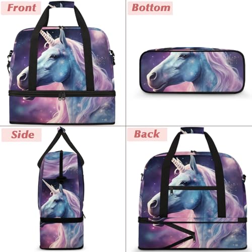 Large Weekender Overnight Bags Unicorn Animal Galaxy Travel Duffel Bag for Women Men Gym Bag With Shoe Compartment Foldie Travel Tote Bag Carry On Personal Item Bag for Travel Gym Sports3