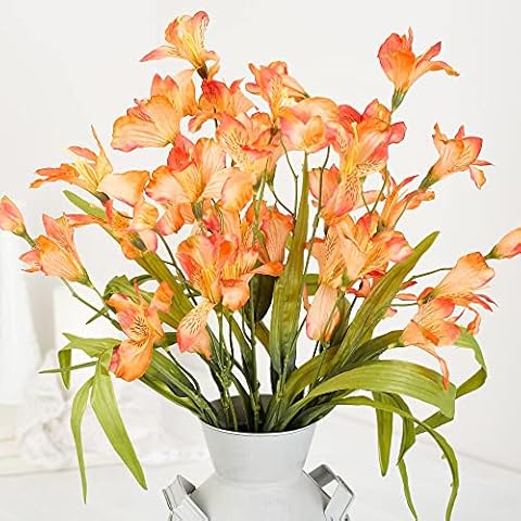 Factory Direct Craft Artificial Orange Alstroemeria Peruvian Lily Silk Flower Bush Cover