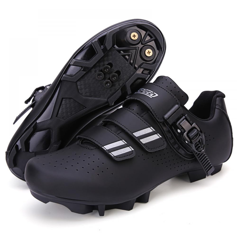 Buty do roweru górskiego, męskie i damskie, oddychające, MTB, męskie, wygodne, antypoślizgowe, MTB, do użytku wewnątrz, na zewnątrz, buty do jazdy na rowerze, czerń 2, 39.5 EU