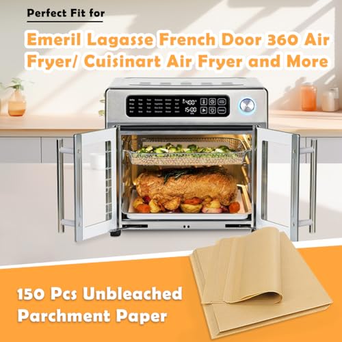 YQL Unbleached Parchment Paper for Emeril Lagasse French Door 360 Air Fryer 10x12 Inch 150PCS Breville/Cuisinart/Hamilto 