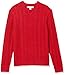 Produktbild Amazon Essentials Herren Pullover mit Langen Ärmeln und Rundhalsausschnitt aus 100% Baumwolle mit Zopfmuster, Rot, L