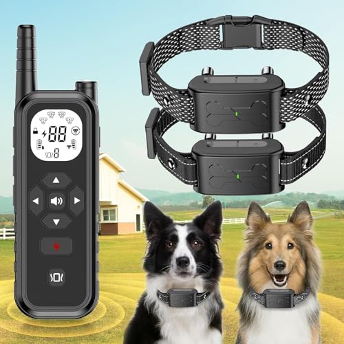 DILEASIR Wireless Dog Fence, Electric Fence for Dogs, Training Collar with Remote System 185 Days Standby Time, Waterproof & Flash Light Portable Dog Perimeter Collar with 3 Training Mode for 2 Dogs