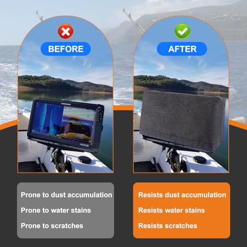 Image of Fishfinder Cover 3-10in,Depth Finder Oxford Fabric Waterproof Protection Accessories,for Hummingbird Lowrance Models,Protects Your Screen and Device from Sun Adverse Weather Damage Fishing