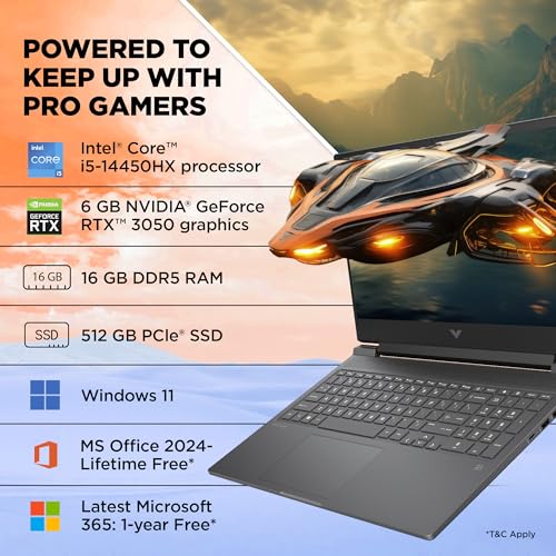 Image of HP Victus, 14th Gen Intel Core i5-14450HX, 6GB RTX 3050 Gaming Laptop, (16GB DDR5, 512GB SSD) 144Hz, IPS, 16.1inch(40.9cm) Flicker-Free, Win 11, M365* Office24, Mica Silver,2.31kg, RGB, R1705tx