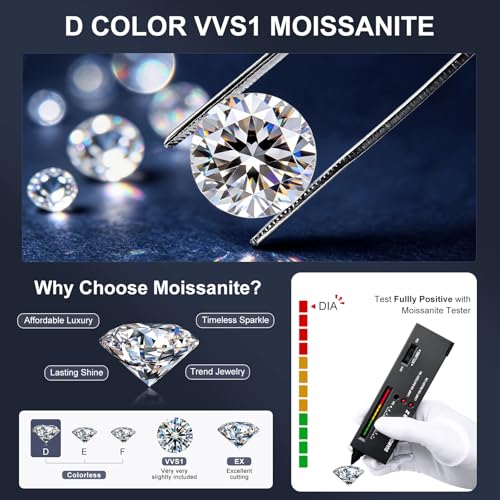 adoyi Moissanite Diamond Stud Earrings for Women Men 925 Sterling Silver Post Hypoallergenic 18K Gold Plated Flat Back Stud Earring Jewelry Round Cut D Color VVS1 Clarity Gift for Women 0.6CT - image 4