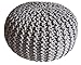Produktbild ANTARRIS Sitz-Hocker Deko-Hocker Dekohocker Fuß-Ablage Pouf Sitzpouf Sitzpuff Grobstrick Optik Ø 45 cm x 30 cm, Handarbeit extra schadstofffreie Füllung - extra fest und hart, hellgrau