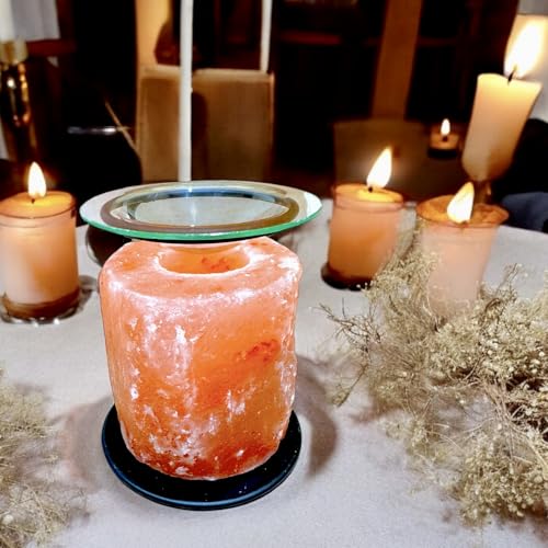 4All Himalayan Pink Salt Oil Lamp Burner With Metal Stand Fragrance Warmer Oil Wax Burner
