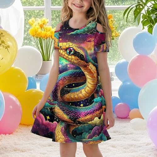 Summer Dresses for Girls 3T-14Y Cold Shoulder Midi Flowy Dress Party Outfits4