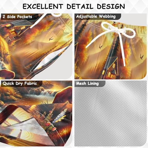 Fall Deer River Boys Swim Trunks Quick Dry Toddler Swimsuit Boy Bathing Suits Board Shorts Swimwear L Multi3