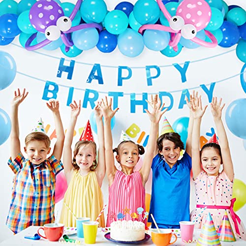 XDDIAS Boys Girls Ocean Themed Birthday Party Decorations, Under The Sea Party Supplies, Marine Animals Balloon with Happy Birthday Banners Decor for 1st Kids Baby Shower - Thumbnail 2