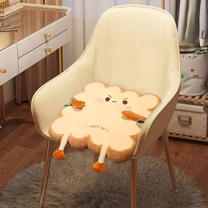 Toast Bread Pillow Cushion with Aggrieved Expression, Kawaii Plush Toy Funny Food Plush Cushion for Office Dorm Bedroom Seat,Plush Cushion Gift for Birthday, Valentine, Christmas (Square)