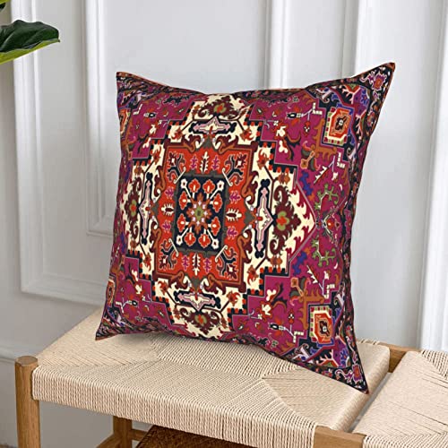 Ansoela Red Turkish Pillow Covers Persian Carpet Tribal Texture Throw Pillows 18X18 Inch Set Of 4 Square Outdoor Decorative Couch Pillows For Living Room Bed Sofa Home Farmhouse Decor Cushion Covers #TOP4