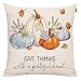 GTEXT Jesienna poszewka na poduszkę 'Give Thanks with A Grateful Heart' jesienna dekoracja jesienna dynia poszewka na poduszkę 45 x 45 cm zewnętrzna poszewka na poduszkę lniana kwadratowa poszewka na poduszkę na sofę, jesienna poszewka na poduszkę