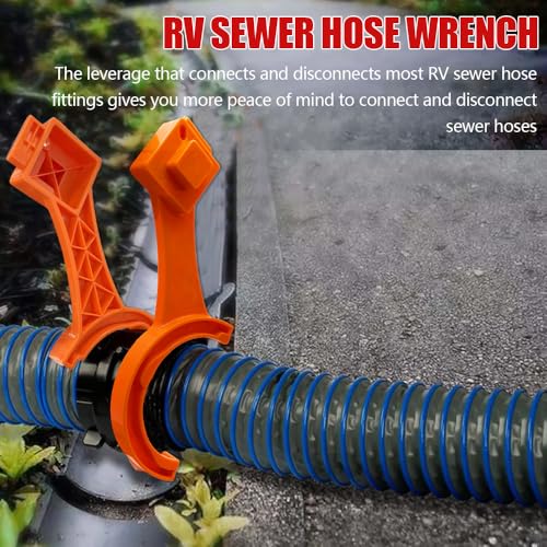 Image of Zufoty 2 PCS RV Sewer Hose Wrench, Multi Purpose Fittings Wrench to Connect and Disconnect Sewer Hoses, Fits Most 3 Inch and 4 Inch Male /Female RV Sewer Caps, RV Accessories