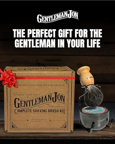 Complete Shaving Brush Kit – Old Fashion Shaving Kit for Men, Includes Shave Brush, Shave Bowl, Shave Soap & Stand, Vintage Wet Shave Mug, Barber-Style 4-Piece Gift Set