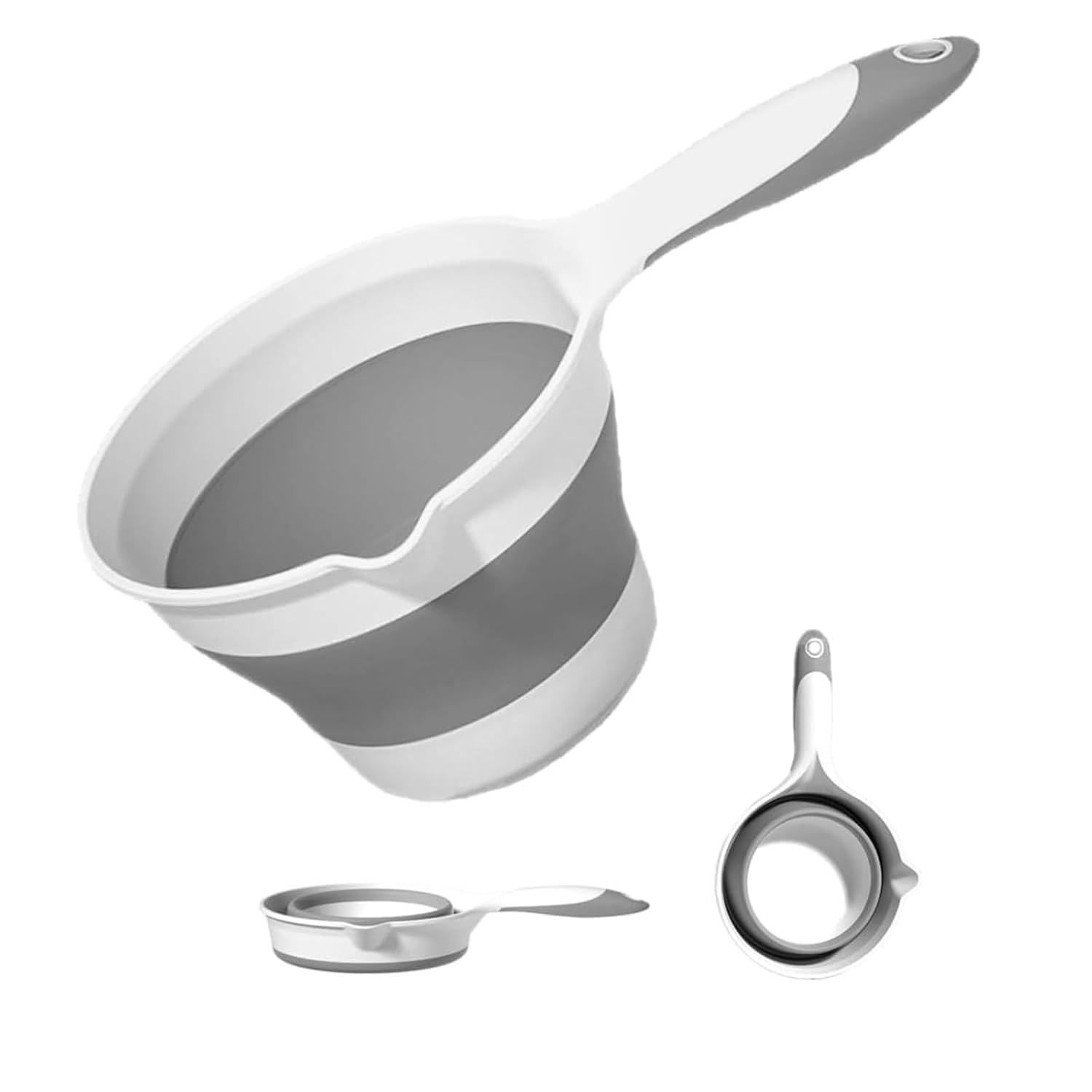 Plastic Water Ladle Folding Scoop for Bath Soaking Cleaning, Portable Water Pourer Dipper Spoon for Camping Travel, Small Shower Bucket Basin Tub Rinse Cup Mug (Folding Basket/Handle - AAVKAR)