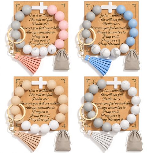 Landical 1/4/6 Set Teacher Appreciation Gift Bulk Wristlet Keychain Bracelet for Women Car Key Chain Thanks Card Giit Bags