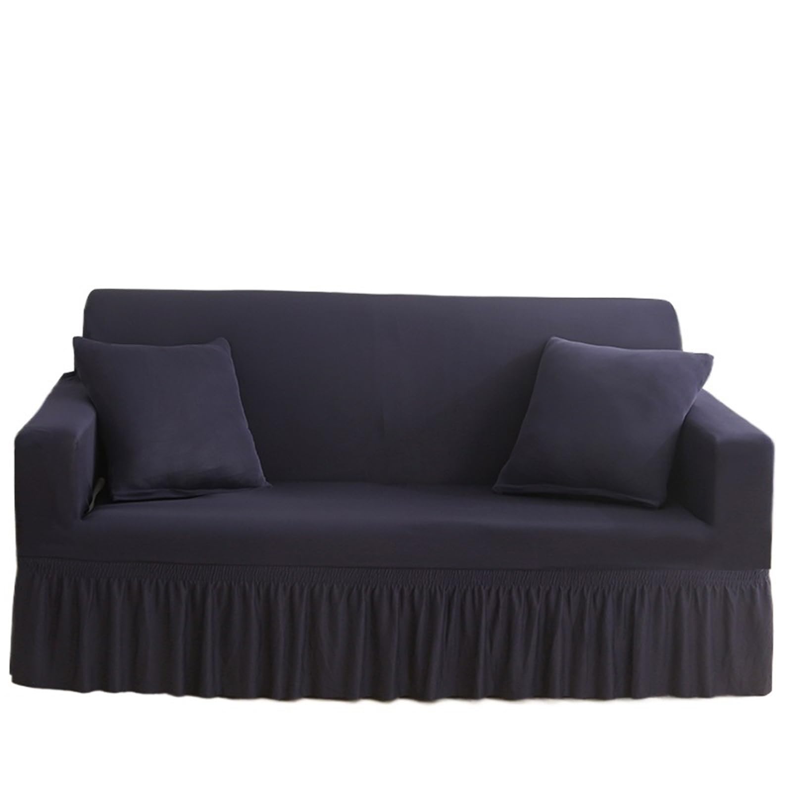 CHAKEUZND sofa slipcovers， Sofa And Chair Slipcovers With Skirt Elastic Seersucker Multicolor Multiple Sizes(Dark Blue,3-seater 190-230cm)