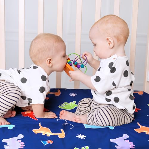 Image of UOMNY Crib Sheet, Dinosaur Crib Sheets Baby Sheet for Standard Crib and Toddler Mattresses Nursery Bedding Sheet Crib Mattress Sheets for Boys and Girls 1 Pack Toddler Sheet