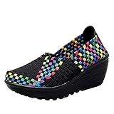 Generic11 Zapatos de Plataforma para Mujer, Tejidos Coloridos, Zapatos Gruesos, Transpirables, Ligeros, Antideslizantes, Zapatos Casuales para el Trabajo Diario