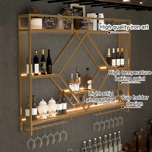 Support en métal pour verres à vin et bouteilles avec éclairage flottant - 4