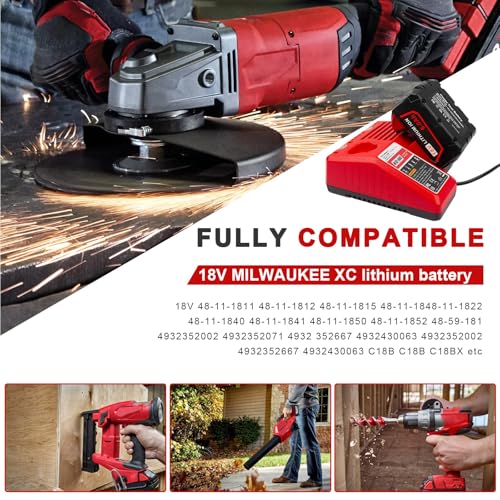 Miniatura 3 de Asuncell Cargador Para La Milwaukee Batería M12 Y M18, Cargador De Reemplazo De Puertos Dobles Para Milwaukee M12b 48-11-2420 48-11-2402 Y 18v Batería