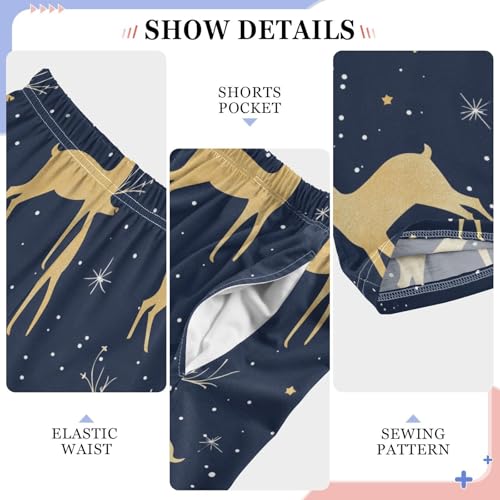 ZZXXB Reindeer and Star Print Boys Long Pants Soft Trousers Elastic Waist Kids Lounge Bottoms with Pockets S-XL4