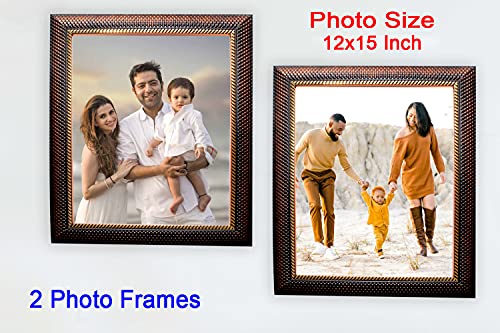 Image of Photo frame 12x15 Inch set of 2 Chatai Brown Color flexiable Glass (acrylic) & synthetic wood customized for Wall Hanging