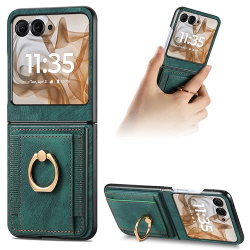 COQUE de téléphone Motorola Razr 60 avec [Blocage RFID] [Emplacement pour Carte] de Protection Antichoc, pour étui de Protection Motorola Razr 60-Vert