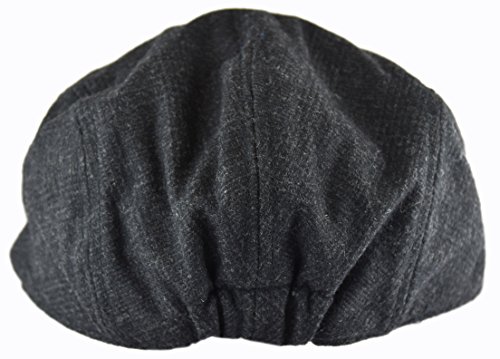 Image of Wonderful Fashion Men's Classic Herringbone Tweed Wool Blend Newsboy Ivy Hat (Large /X-Large, Charcoal)