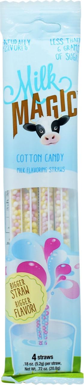 Milk Magic, Cotton Candy Milk Flavoring Straws, 0.18 Ounce