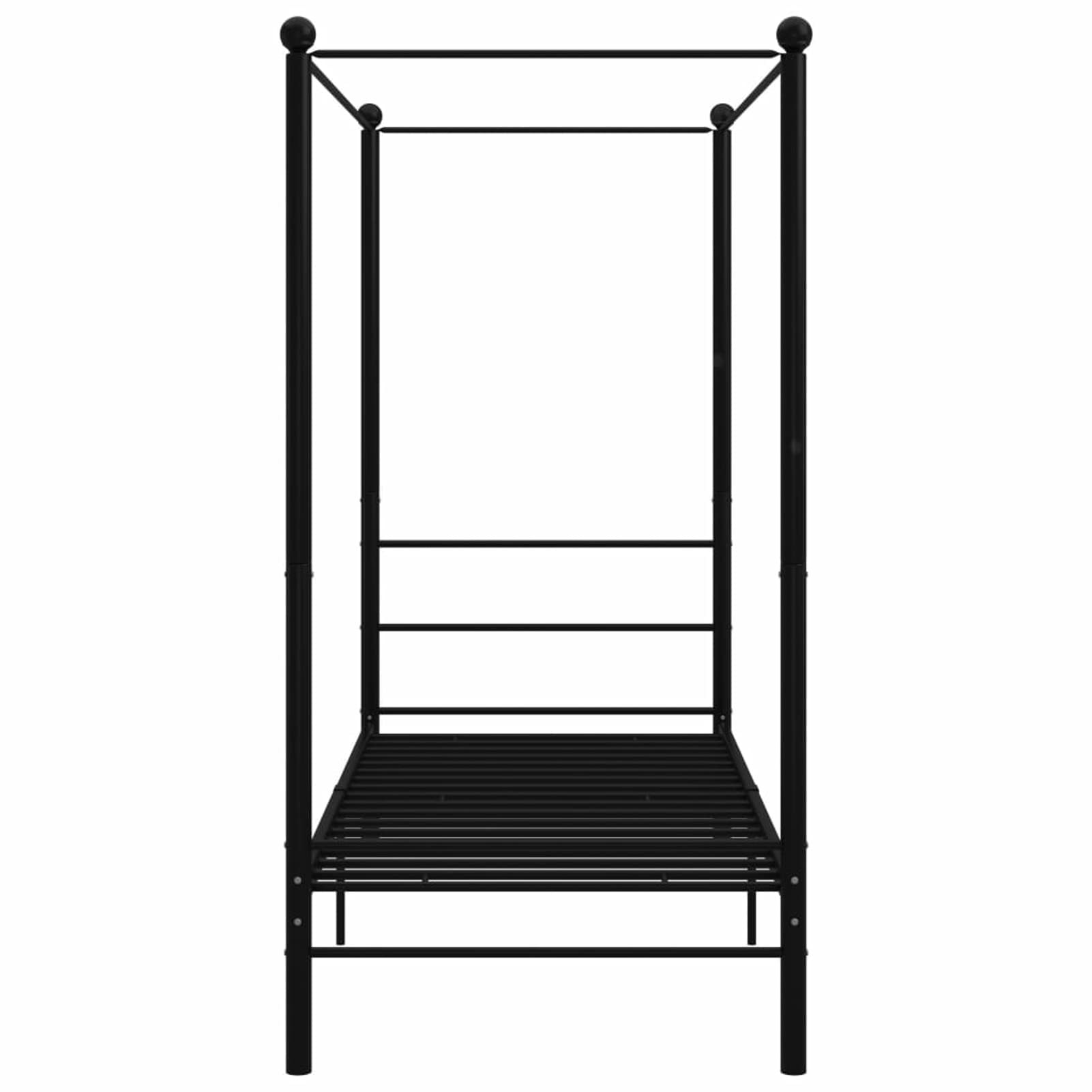Homgoday Telaio per letto a baldacchino nero in metallo, 100 x 200 cm, letto con doghe, adatto a un materasso da 100 x 200 cm, telaio per letto a piattaforma senza materasso per camera da letto,