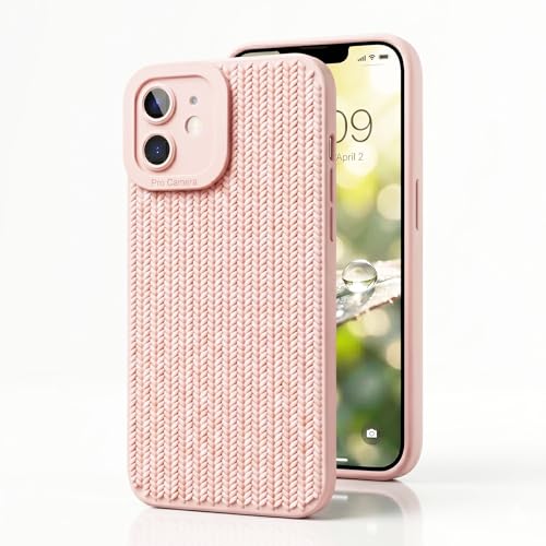 Image of amazon basics Luxury 3D Knitted Texture Soft Silicone Back Cover for iPhone 11 | Slim Fit Shockproof Case with Camera Protection & Non-Slip Grip - Pink