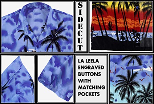 La Leela Women's Christmas Santa Claus Summer Casual Hawaiian Blouse Shirt Button Down Hawaiian Shirt Work From Home Clothes Men Women Beach Shirt Combo Size: Men Shirt M- Women Shirt Xl Pack Of 2 #TOP6