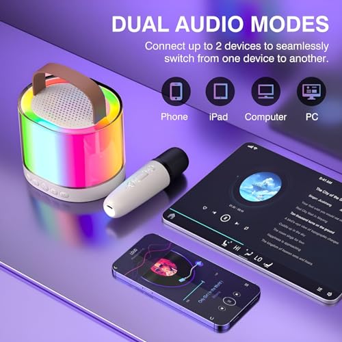 Image of Party Fusion Karaoke Bluetooth Speaker with 10W RMS Stereo Sound, Wireless Mic with 4 Voice Changing Modes, RGB Lights, 10Hrs Non-Stop Music, Multi-Compatibility Modes and Type-C Charging.